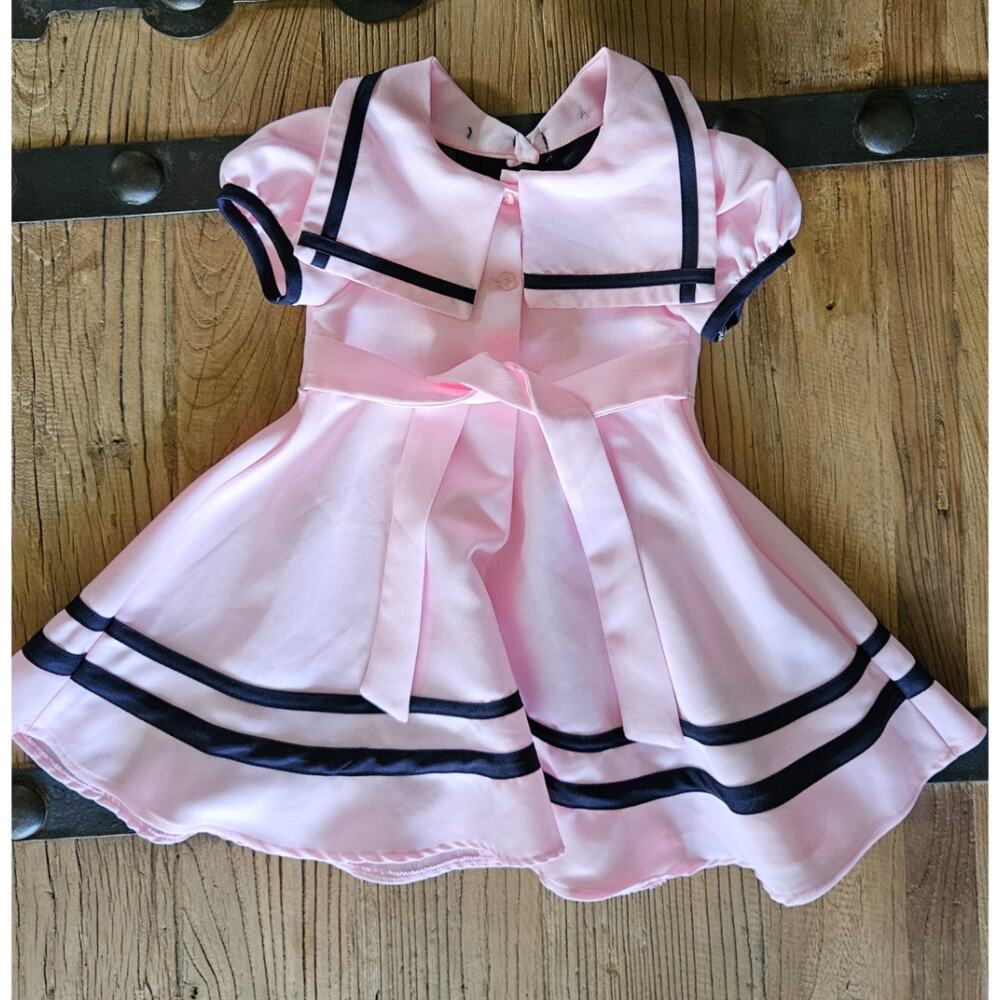 Rare Editions Blush and Navy Sailor Dress - Picture 3 of 6